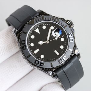 Relógio de pulso de borracha Yachtmaster para mens designer relógios negócios formais 126655 reloj preto azul banhado a ouro rosa relógio de luxo 40MM mergulho esporte LF AAAAA
