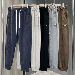 Calças masculinas outono em linha reta veludo sweatpants homens 2023 streetwear baggy corredores roupas moda coreana solta calças casuais