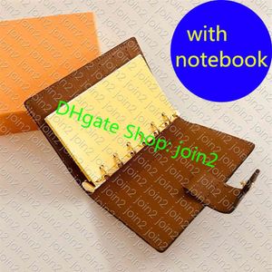 R20105 Desk Wallet Agenda Cover Designer Medium liten ringpåfyllning Plannare Notebook Key Coin Card Passport Holder Pochette CLE287P