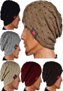 Unisex Fashion Cap Slouchy Beanie Beide Seiten können getragen werden Hohl gestrickte Gorro Bonnet Red Star Lässige Hüte Hip Hop Snap Slouch Sk4120104