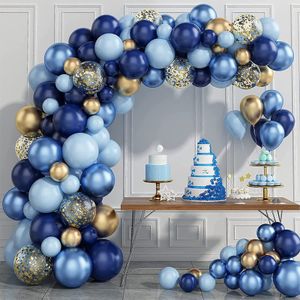 Party Decoration Blue Metallic Balloons Garland Kit Gold Confetti Balloon Arch Birthday Kids Wedding Baby Shower Boy 230920