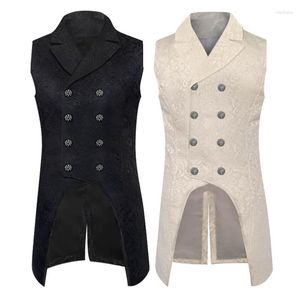 Men's Vests Sleeveless Vest Gothic Waistcoat Medieval Jackets Man Pirate Cosplay Steampunk Jacket Victorian For Men Clothing