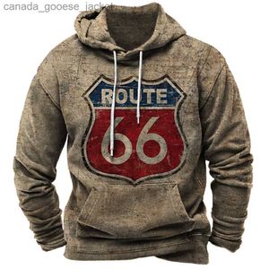 Мужские толстовки Толстовки Vintage Hoodie Route 66 Толстовки с 3d принтом Модные толстовки Толстовки Пальто для мальчиков Женские поты Мужская одежда Спортивные костюмы Мужчины ЖенщиныL230920