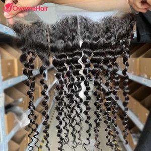 Lace Wigs 13x6 Frontal Only Deep Wave Human Hair 13x4 Transparent Ear to Brazilian Remy Pre Plucked No Tangle 230920