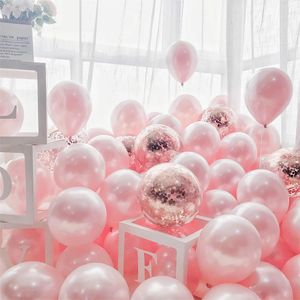 Decoração de festa 20/40pcs 10 polegadas balões rosa confetes cromados metálicos balão de látex natal chá de bebê decorações de casamento de aniversário 230920