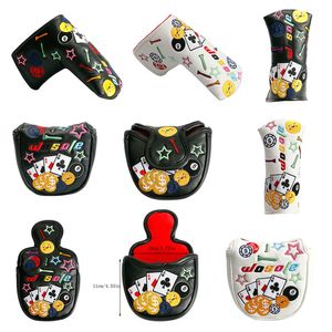 Club Shafts golf putter headcover mallet cover pu leather Embroidered with funny patterns waterproof Golf Protective Cover 230920