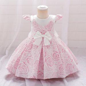 Sukienki dla dziewcząt Dziewczyny Summer Princess Sukienka Flower Baby Party Bow Infant 1 rok urodzin Suknia ślubna Ubrania