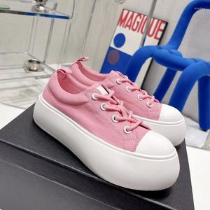 Women Canvas High Platform Female Casual Sneakers Thick-bottom Height Increasing Lace Up Flats Woman