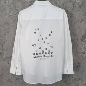 남자 S T 셔츠 2024 가을 패션 MM6 Margiela 셔츠 3D 실리콘 번호 프린트 남성 매일 캐주얼 한 일치 긴 슬리브 재킷 807