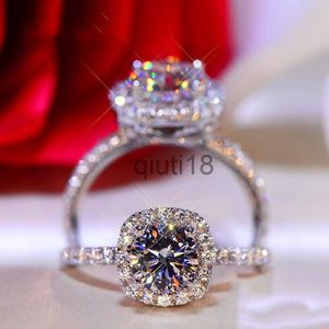 Bant Halkaları Alyans Aeteey Elmas Square Ring D Renk D Renk 1CT 2CT Gerçek 925 STERLING Gümüş Kadınlar için İnce Takılar RI018 230712 X0920