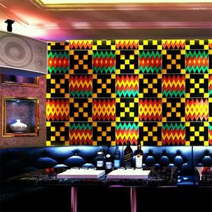 Wallpapers KTV Wallpaper 3D Three-dimensional Bar Decoration Box Theme Geometric Square Lattice Internet Cafe Background