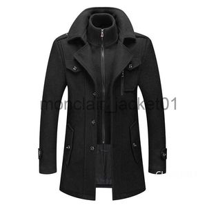 Casacos de Trench Masculinos Homens Cashmere Trench Coats Jaquetas de Inverno Sobretudos Misturas de Lã de Alta Qualidade Novos Casacos de Inverno Masculino Negócios Casual Trench Coats 4 J230920