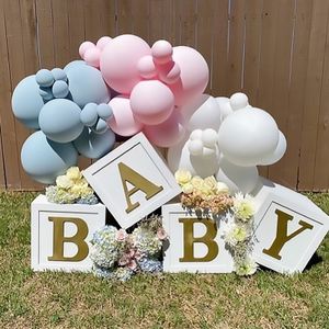 Other Event Party Supplies 27 30CM White Gold Letter Box Baby Shower Decor 1st Birthday Decoration Kids Teddy Bear Gender Reveal 230919
