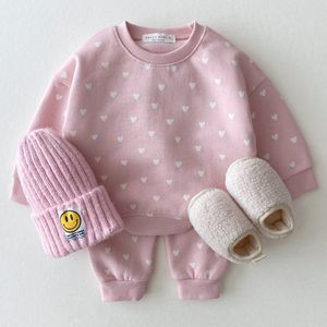 Conjuntos de roupas infantil puro algodão hoodies roupa casual primavera 2 peças conjunto bebê meninas bonito impressão moda fina sweatshirts calças 230919