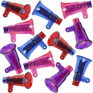 Diğer Etkinlik Partisi Malzemeleri Mini Glitter Megafon Düdük 12 Highquality Plastik Malzeme Eğlenceli Noisemaker Oyuncakları Sevimli Doğum Günü Favors 230919