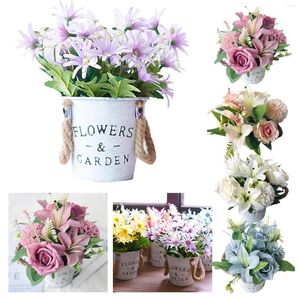 Fiori decorativi Fiore in vaso Bonsai Vaso di fiori artificiale Decorazioni per la casa