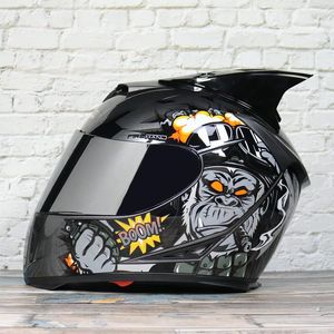 Мотоциклетные шлемы, шлем с двойной линзой, анфас, внутренний солнцезащитный козырек для мужчин и женщин, четырехсезонный безопасный шлем для верховой езды, одобренный Cascos Para Moto