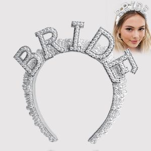 Najnowsza panna młoda Pearl Crown Head Posmacka ślubna ślubna dekoracja prysznicowa panna młoda na opaski do włosów Photo rekwizyty Bachelorette panien