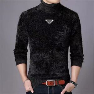 Męskie swetry na szyi 2023 jesień i zima nowe designerskie swetry męskie imitacja norek polaru Izolacja termiczna zagęszczona dolna dzianina odzieży Zimowe płaszcze
