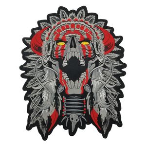 Stor horned chief dödskalle indisk motorcykel cyklist back patch 11 mc ryttare vest patch265i