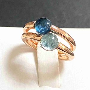 Band Rings Wedding Rings Classic Ring Simple Round Starry Sky Style Blue Crystal for Women Fashion Jewelry Party Gift 230712 X0920