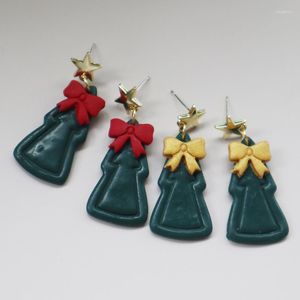 Висячие серьги 2023, модные рождественские серьги в виде капли дерева для женщин, глиняный кулон, праздничные украшения, оптовая продажа