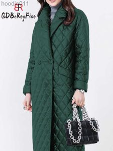 Kadınlar Down Parkas Kadınlar Kapsamlı Palto Ekose Kadınlar İçin Sıcak Kış Ceketleri 2023 Outwears Offiars Lady İnce Yastıklı Pamuk Uzun Parkas Kadın L230920