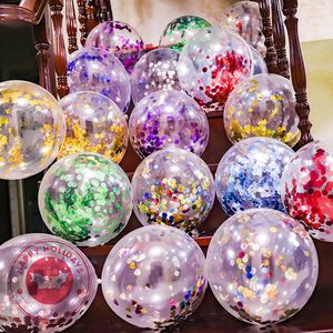 Party Decoration New 10st Clear Balloons Confetti Dold Star Ballons Helium Balloon uppblåsbar boll födelsedag Deco Wedding Sequin 230920