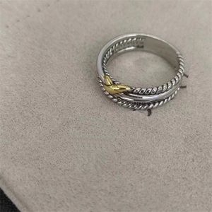 Hot Selling new band Rings Dy Twisted Two Color Cross Sterling Silver Vintage Ring for Women Fashion Designer Jewelry Luxury Diamond Wedding Engagement Party Gift