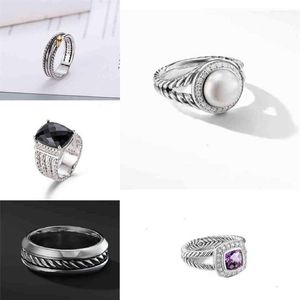 Silverringar thailändska dy pläterade ed tvåfärg som säljer Cross Black Ring Women Fashion Platinum Jewelry279w