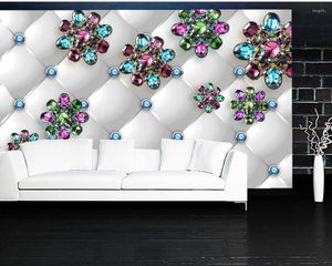 Bakgrundsbilder Papel de Parede Crystal Flower Diamond Jewelry 3D Wallpaper Murals Living Room TV Soffa vägg sovrum papper heminredning