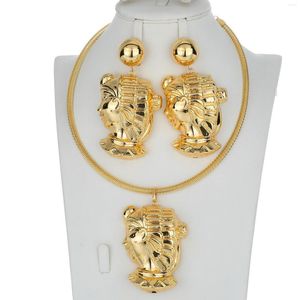 Комплект ожерелья и серег, винтажные ювелирные изделия, пирамида, кулон древнего египетского фараона, золотой цвет, медный женский аксессуар, подарки