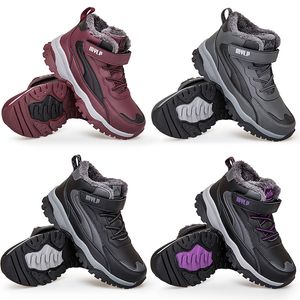 Winter waterproof cotton shoes black purple red non-slip snow boots trainers outdoor sports color4