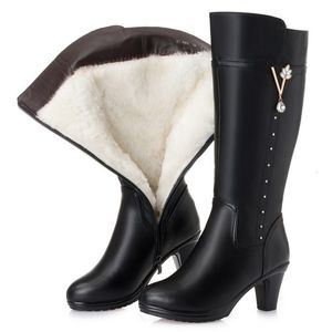 Boot's Winter Boots Genuine Leather Female Size drop Warm Highheeled Wool Boot Trend Riding 230920