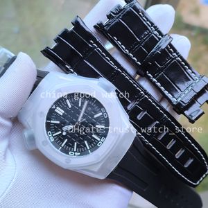 APF Nowy Super V2 15710 CAL.3120 Automatyczna męska zegarek 42 mm czarna tarcza Sapphire Sapphire Stal nierdzewna obudowa guma Super wersja Eternity Watches Darmowy skórzany pasek