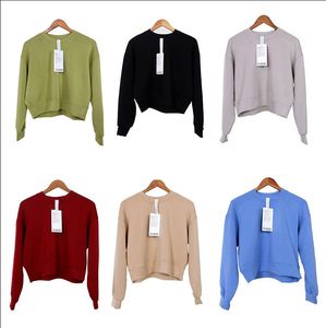 Mulheres yoga fitness treino alta elasticidade tripulação pescoço sweatshirts solto casual manga longa colheita superior ginásio correndo yoga esporte shir