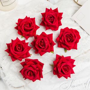 Christmas Decorations 100PCS Artificial Flowers Wedding Decorative Wreaths Silk Roses Head Wholesale Bridal Accessories Clearance Home Decor 230919