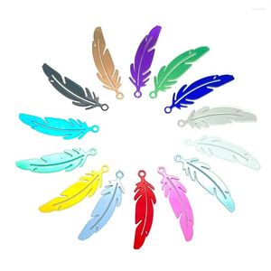 Charms 50pcs 6 22mm Small Feather Colorful Stainless Steel Pendant For DIY Accessories C11305