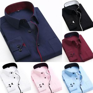 2020 Yeni Erkek Uzun Kollu Gömlek Düğmesi İş İşi Akıllı Resmi Elbise Gömlek Üst Moda Erkek İnce Uygun Gömlek Tops314D