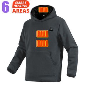 Erkek Hoodies Sweatshirts USB Isıtmalı Ceket Kaldırılmış Peluş Peluş Sıcak Giysiler Av Hoodie 2023 Kış Düz Renk Yeni 6 Pozisyon 230920