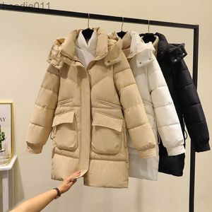 Women's Down Parkas 2023 New Winter Long Snow Parkas Coat Windbreaker Outerwear Down Cotton Padded Hooded Women Poffer Jacket L230920