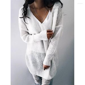 Женские свитера, свитер 2023, осень/зима, однотонный, с v-образным вырезом, большого размера, с длинными рукавами