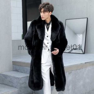 Trench da uomo Giacca da uomo Cardigan Cappotto medio lungo Addensare caldo Pelliccia di volpe sintetica Morbida e soffice Parka soprabito Brand New Outwears di lusso alla moda J230920