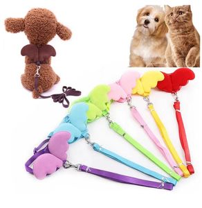 Pet Dog Leashes Harness Set Angel Wings Puppy Collar Leads Adjustable Mesh Vest Chest Strap Outdoor for Small Medium Pets Cats Dogs Rabbits Hamsters
