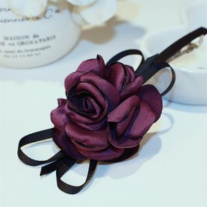 Korea Dongdaemun Temperament Women Four-Color Flower Hairpin Sweet Rose Texture Leaf Hairpin Korean Hair Hoop Jewelry271K