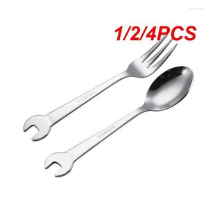 Forks 1/2/4PCS Creative Wrench Shape Tea Fork 304 Stainless Steel Dinner Spoon Coffee Cutlery Set Tableware Family Camping Kitchen