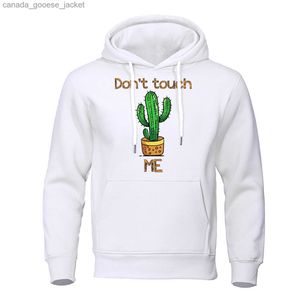 Herrtröjor tröjor inte rör mig pricky kaktustryck kläder män mode pullover hoodies crewneck hip hop sweatshirt varm lös mens hoodyl230920