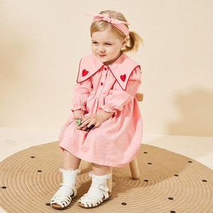 Girl Dresses 2023 Spring Autumn Infant Girls Dress Cotton Long Sleeve Loose Love Heart Patched Kids Baby Frocks Toddler Outfits