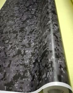 Premium Black Dark Grey Urban Night Digital Canomo Vinyl Car Wrap z Bubble Pixel Pixel Camoflage Graphic
