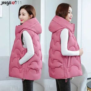 Women's Down Parkas Oversized 5xl Winter All-match Sleeveless Hooded Cotton-padded Women's Jacket Vest Korean Thick Warm Loose Zipper Puffer Outwear L230920